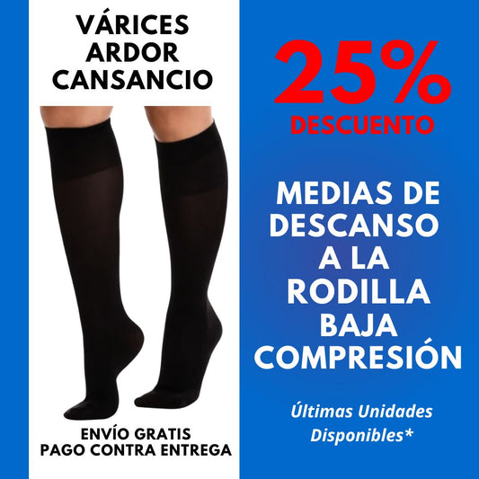 2 Pares de Medias a la Rodilla de Descanso Baja Compresión